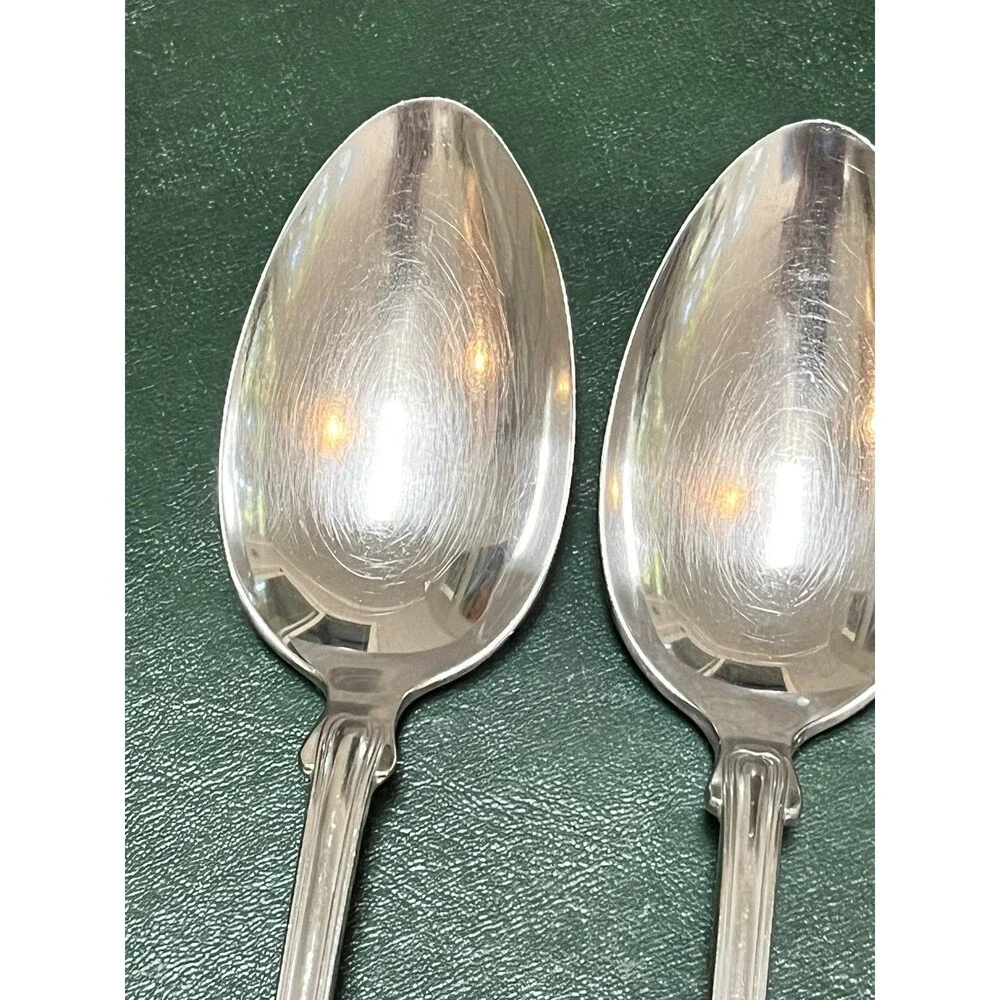 Reed & Barton Colonial Shell Stainless Serving Spoons 8.5” Set of 2